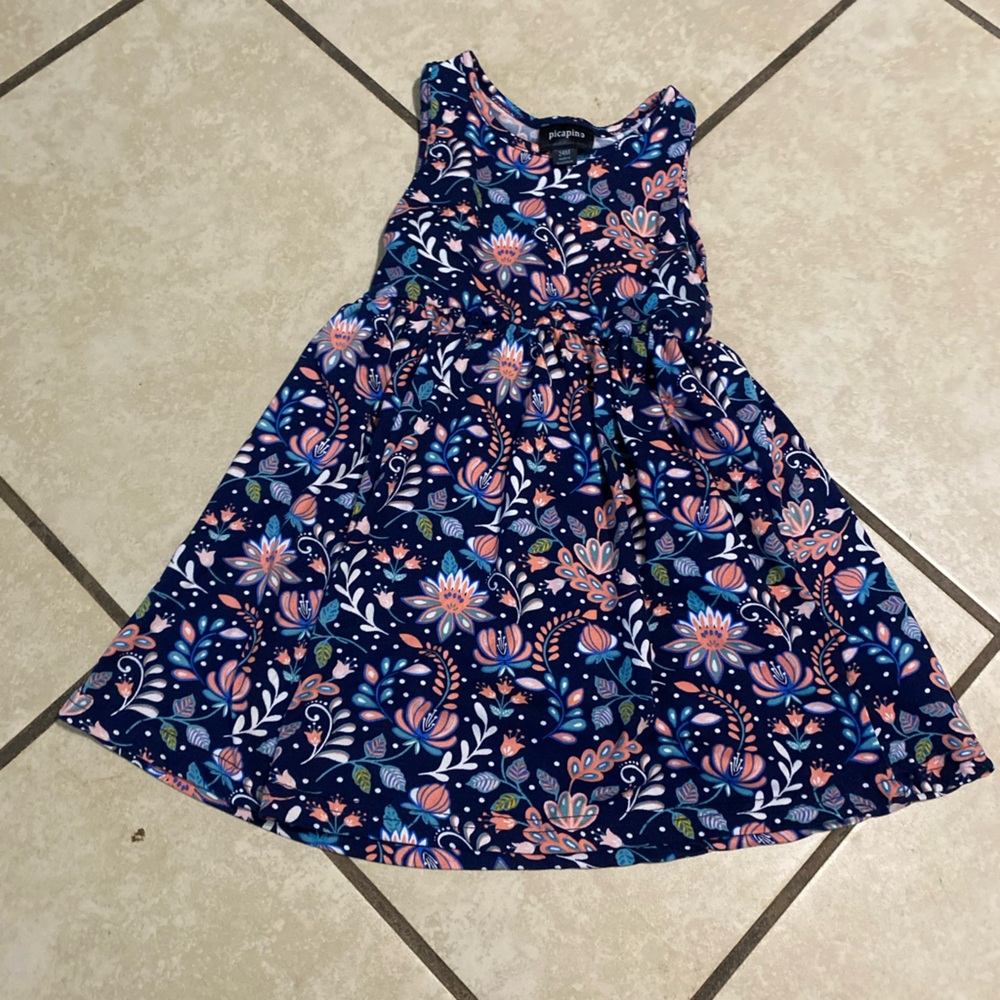 Navy Floral Kids Dress